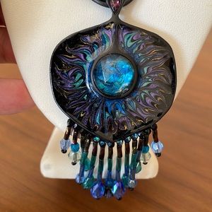 Chicos leather necklace blue/purple